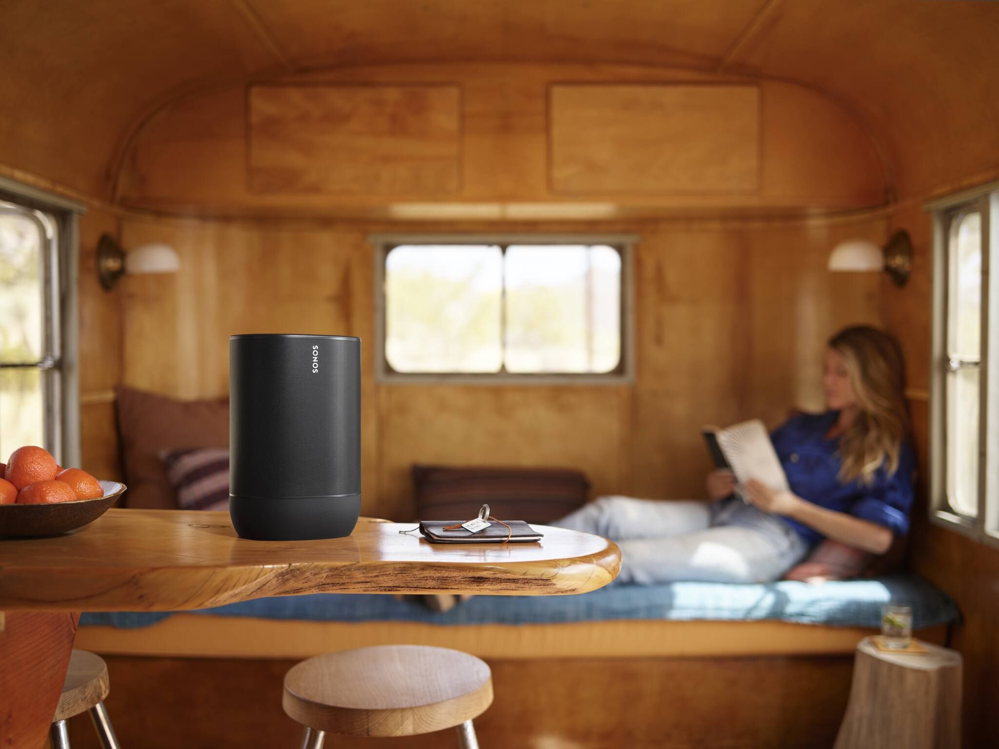Sonos Move indoor listening in wooden cabin