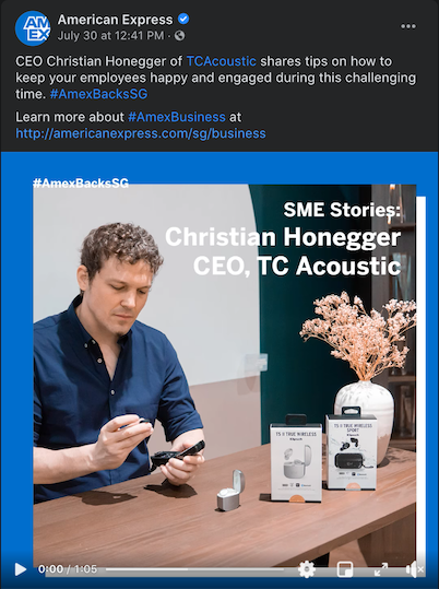TC featured on AMEX SME stories