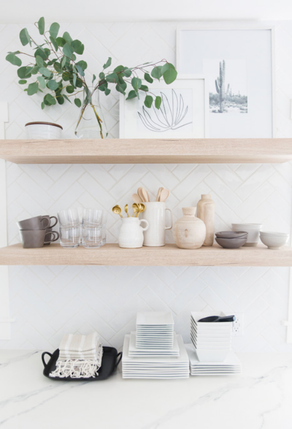 #CutestLittleKitchenProj Styled Kitchen Counter and Open Shelves