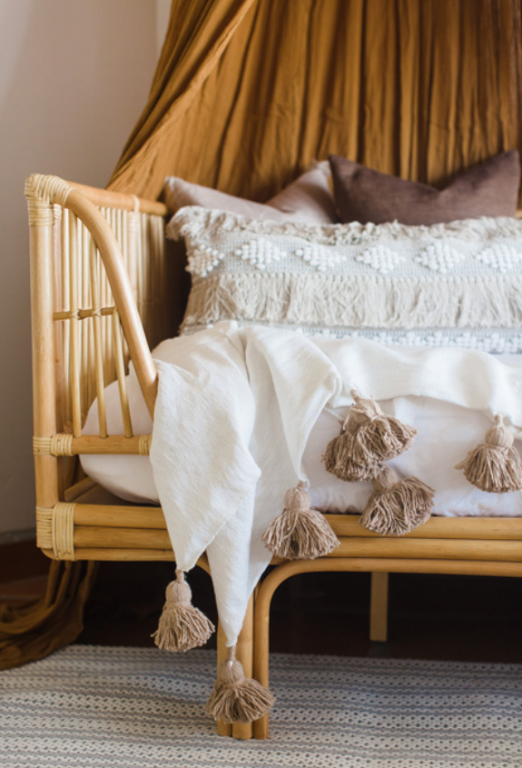 #SaltilloFTWProj Rattan Day bed with tassel blanket