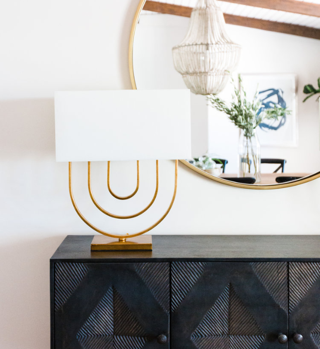 #SaltilloFTWProj Living Room Buffet table with Lamp and mirror