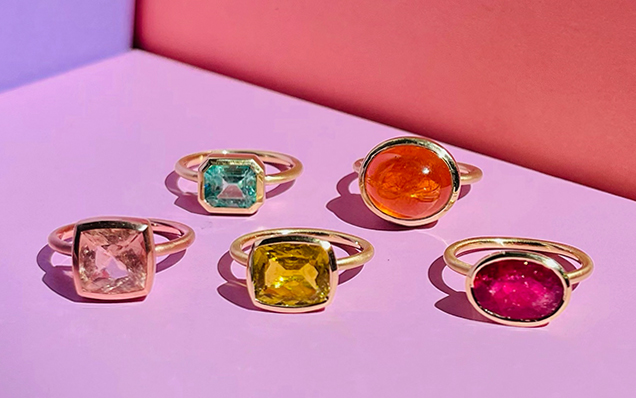                 Her favorite color is rainbow and her jewelry box proves it. A maximalist through and through, she's taught you that you can never have too much of a good thing and that includes Gemmy Gems.SHOP GEMMY GEM RINGS
            