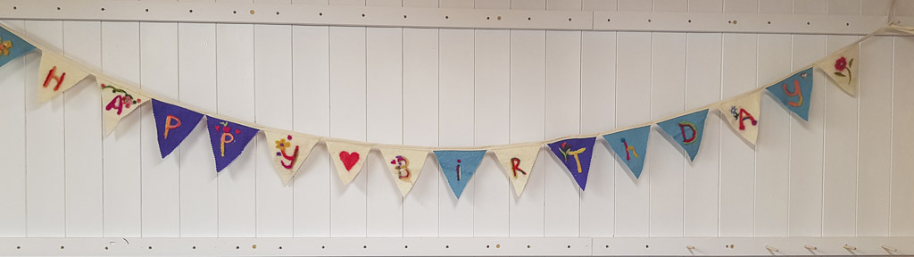 Happy Birthday Bunting that was used in the Birthday card Birthday Cake by Judi Glover Art