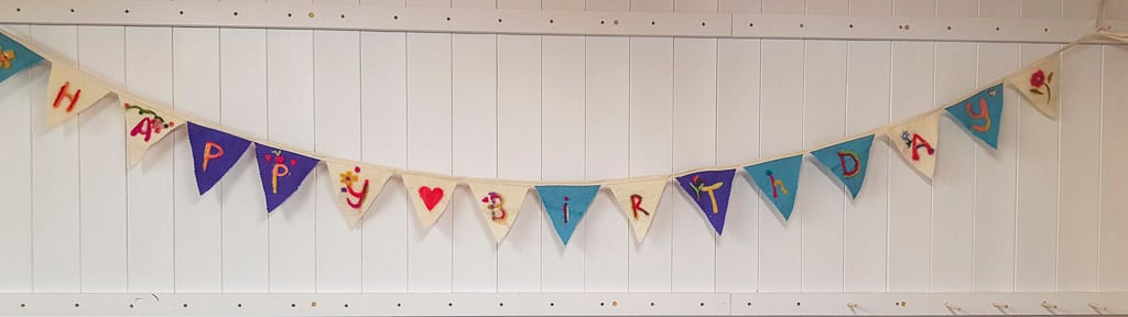 Happy Birthday Bunting that was used in the Birthday card Birthday Cake by Judi Glover Art