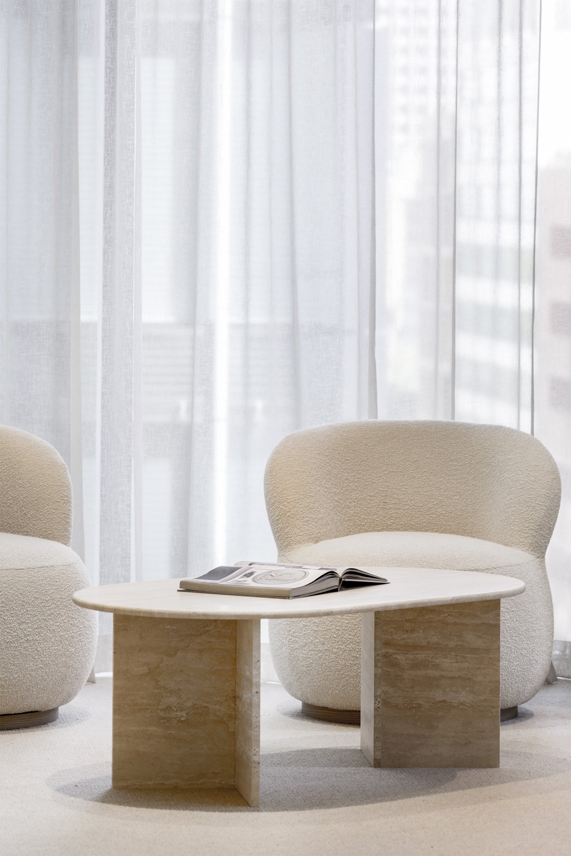 Joy Swivel Armchairs Luna Eggshell, Oak Ash