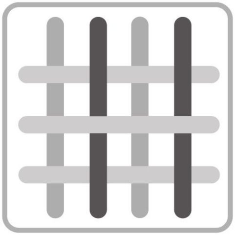 An animated black and white graphic, featuring a series of overlapping lines in a hash symbol shape, symbolising a cotton sateen curtain lining design.