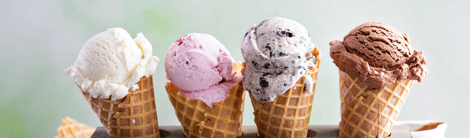 Variety of ice cream cones