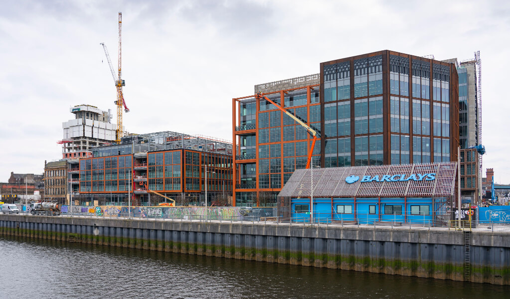 The Barclays campus undergoing construction.