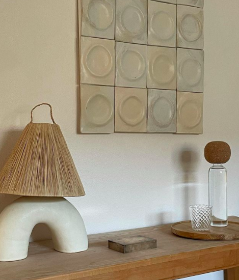 Lamp on counter