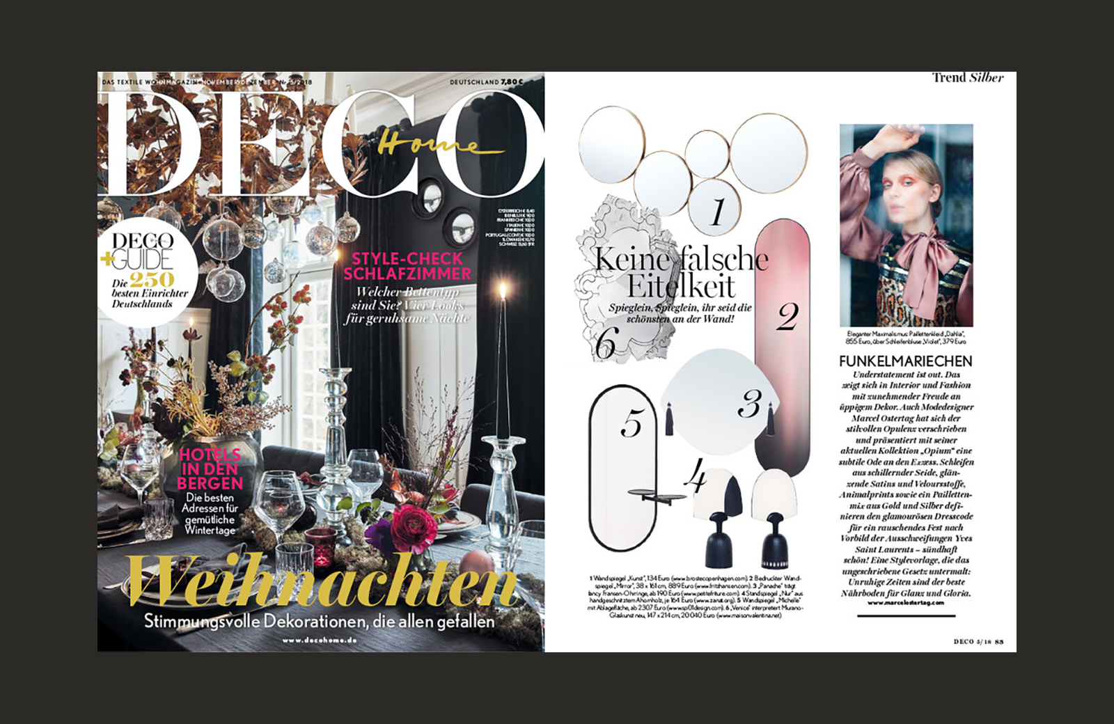 SP01 Michelle Mirror featured in Deco Home (Denmark), November 2018