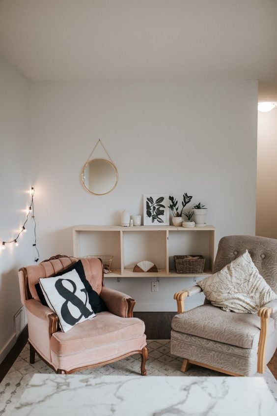 Two love seats in small yet spacious living room