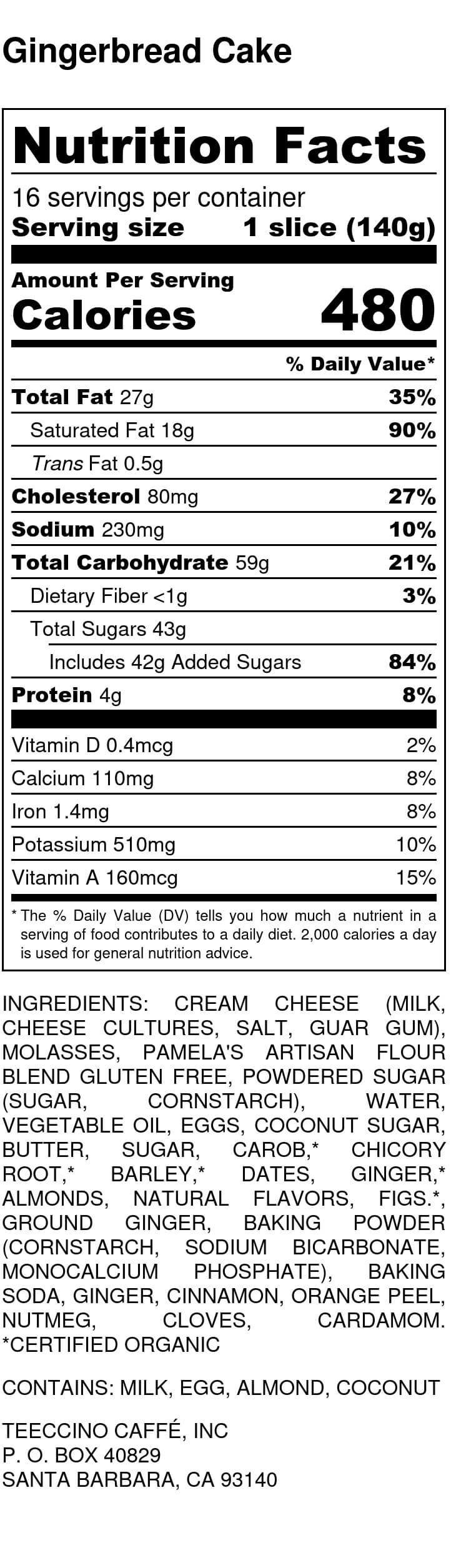 Teeccino Gingerbread Cake Teeccino