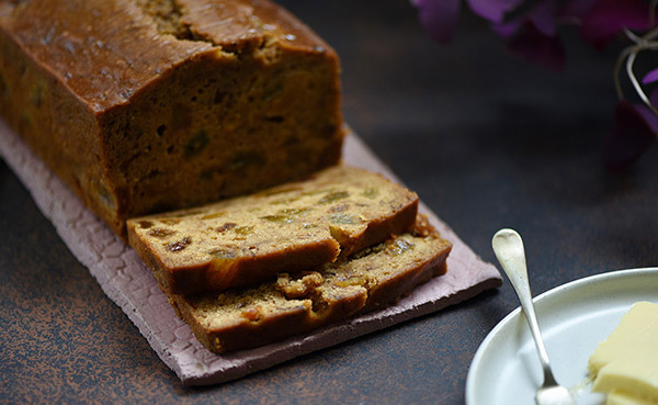 A sliced Earl Grey Tea Loaf