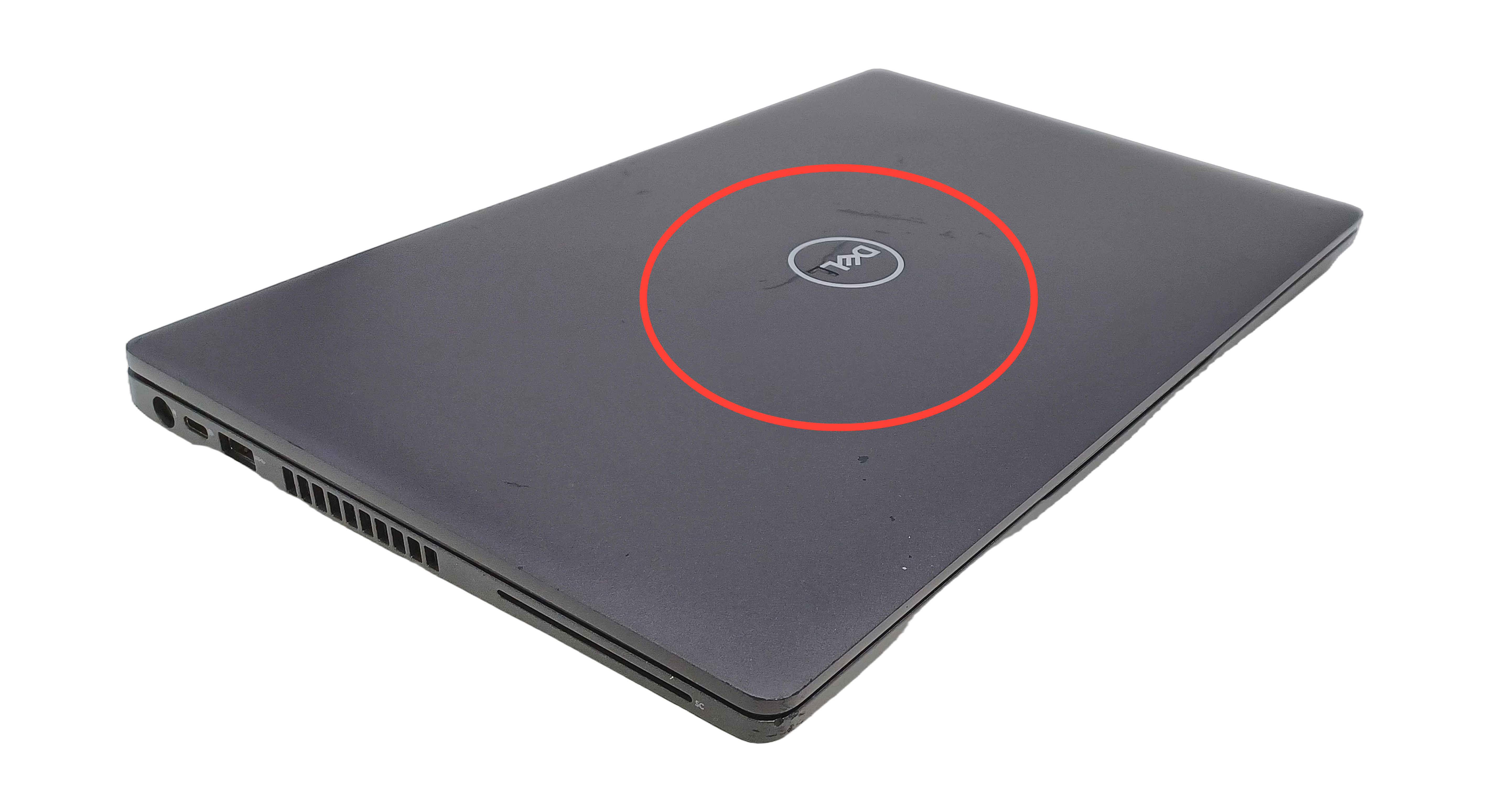 Scratch marks on top cover and logo missing letters
