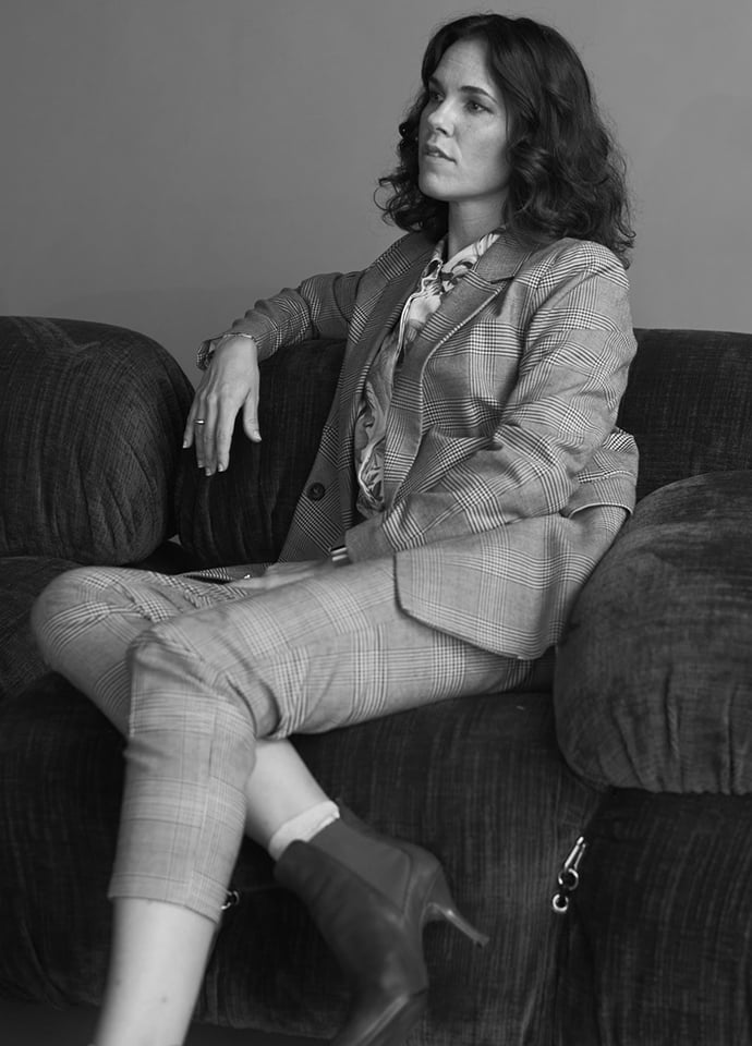 Portrait of Kriszta Gabor on the Camaleonda sofa © Tim Ashton. 