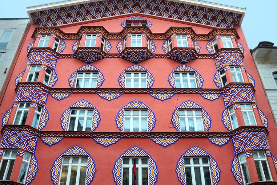 Architect Ivan Vurnik: Vurnik House  Vurnik house, built in 1921, is one of the most famous houses in Ljubljana. With its coloured facades and the level of detailing, stands out from its surrounding. The facade is coloured in national Slovenian tricolours. With its vibrant colours It gives me a feeling of happiness and excitement.