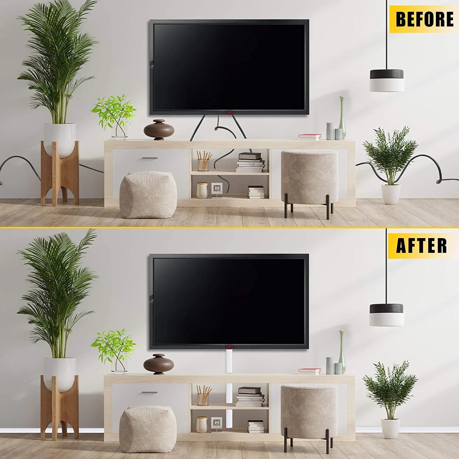 Before and After Cable Trunking Home Theatre