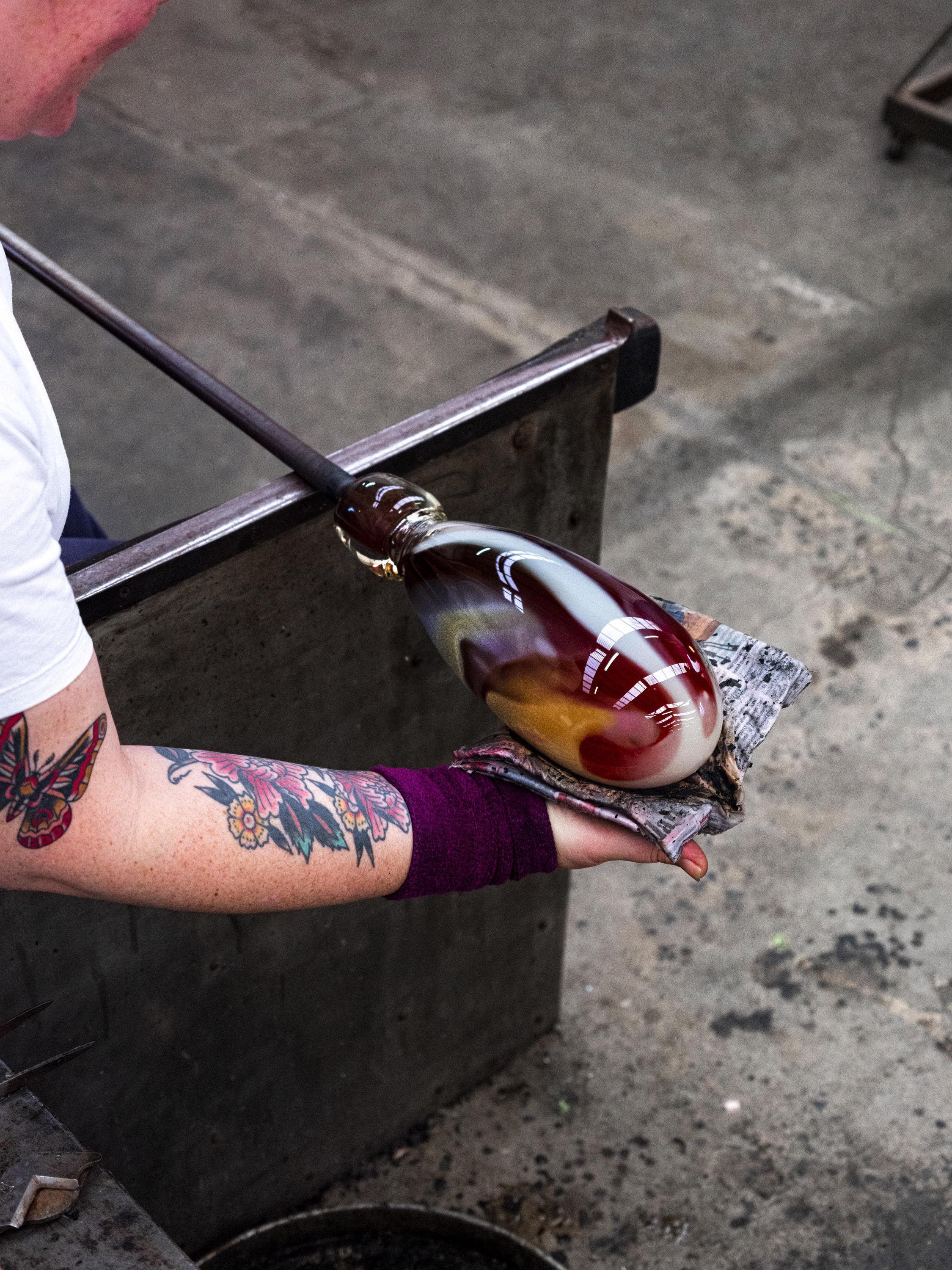 Shaping the Colourscape vase in Amber