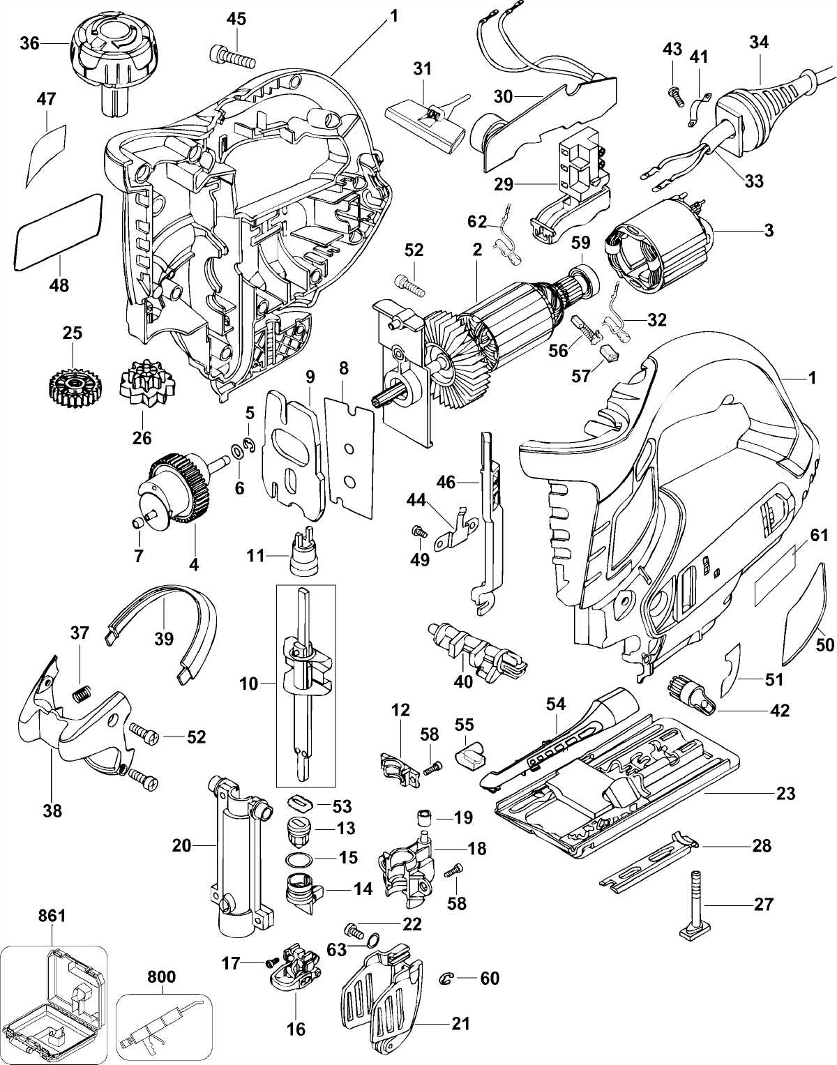 Black And Decker Fs5500Js Type 1 Jigsaw Model Schematic Parts