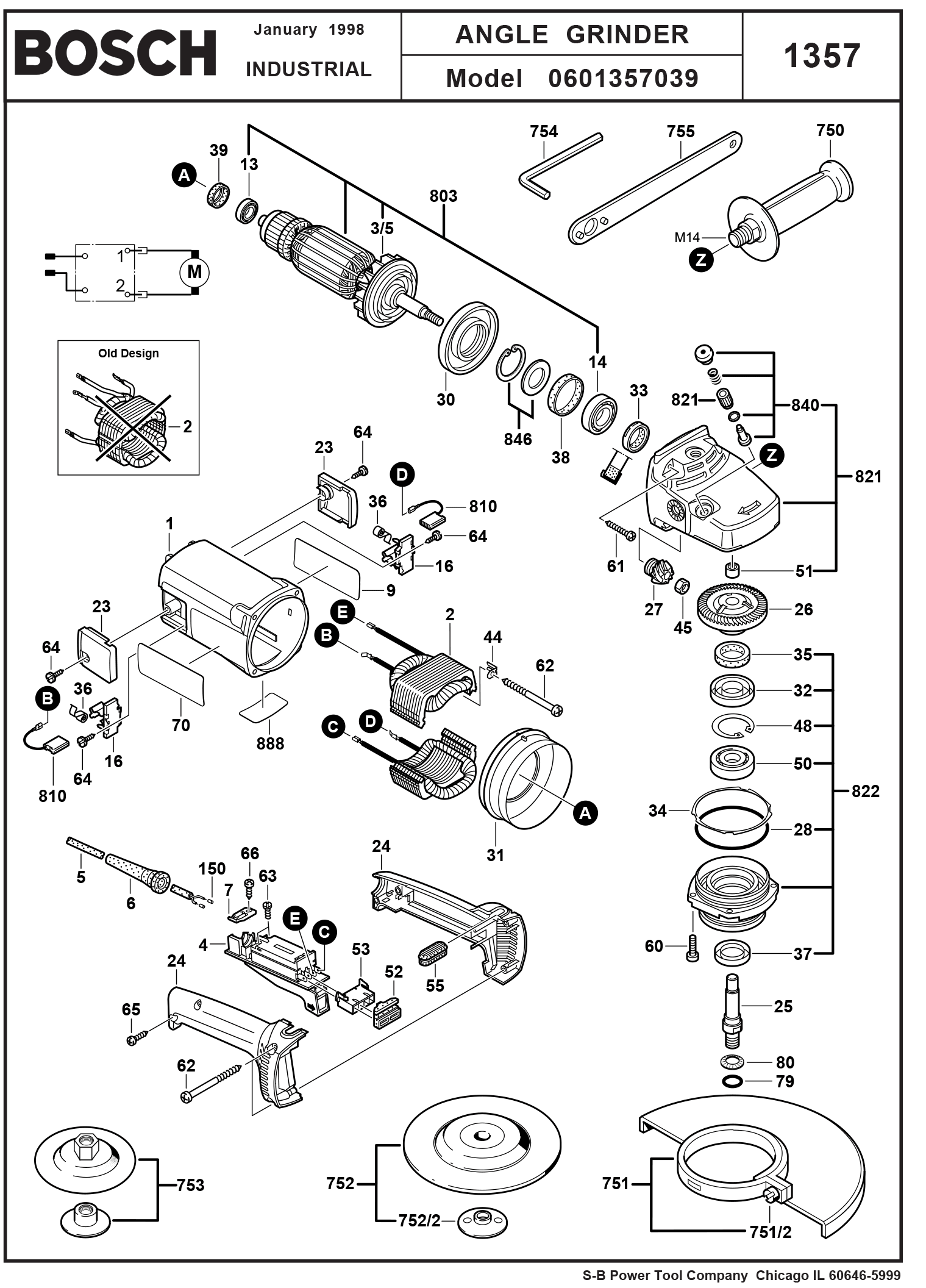Bosch 1357.039 Angle Grinder (060 1357 039) | Model Schematic ...