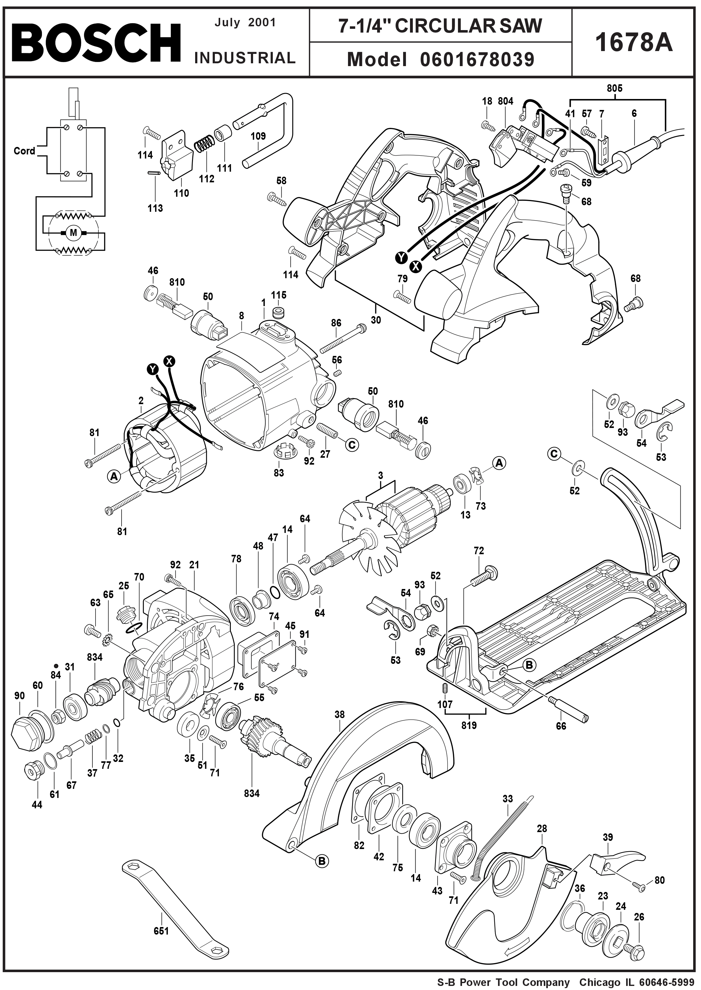 Bosch 1678A.039 7-1/4In Circular Saw (060 1678 039) | Model Schematic ...