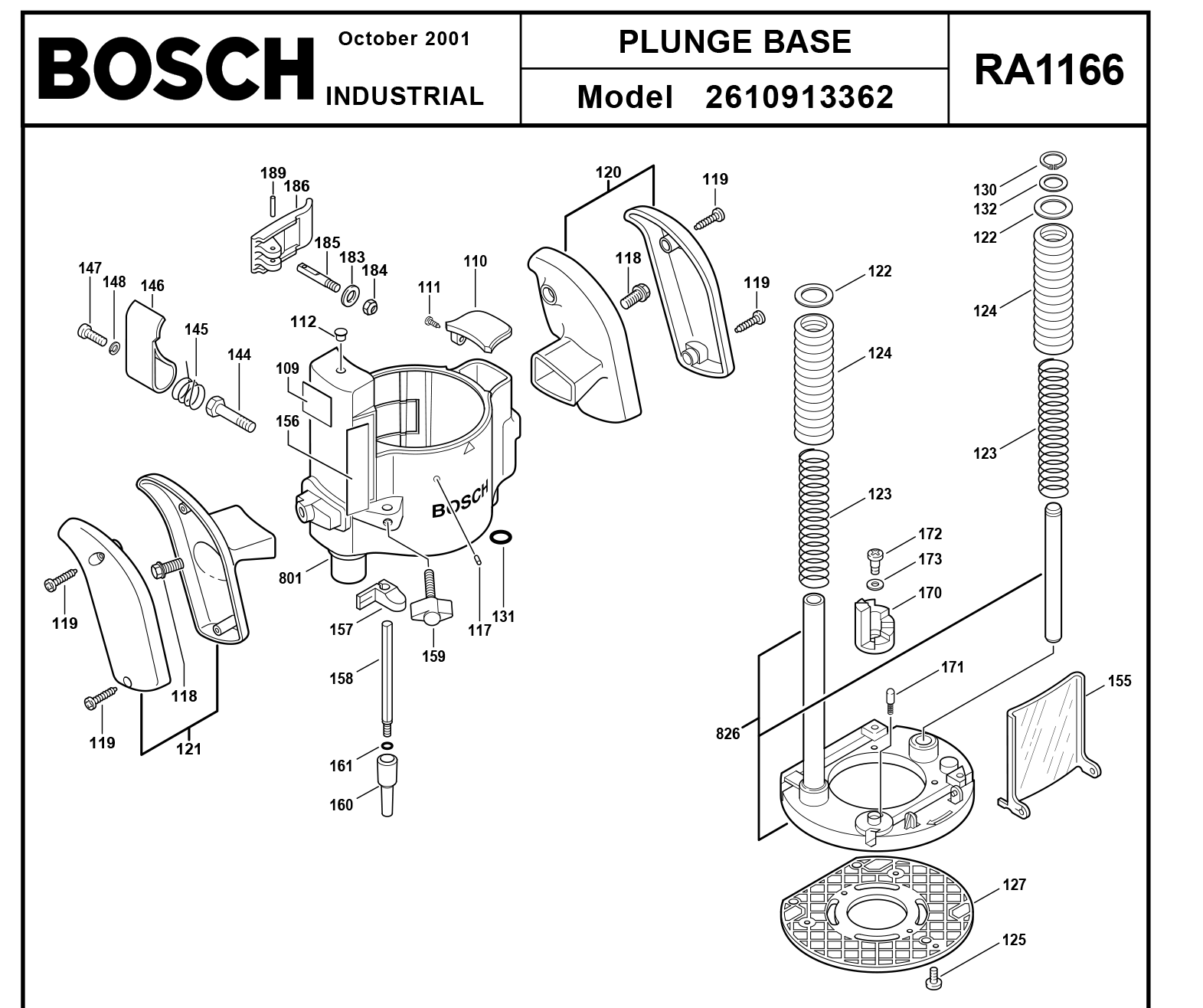 Bosch Ra1166.362 Plunge Base 261 0913 362 Model Schematic