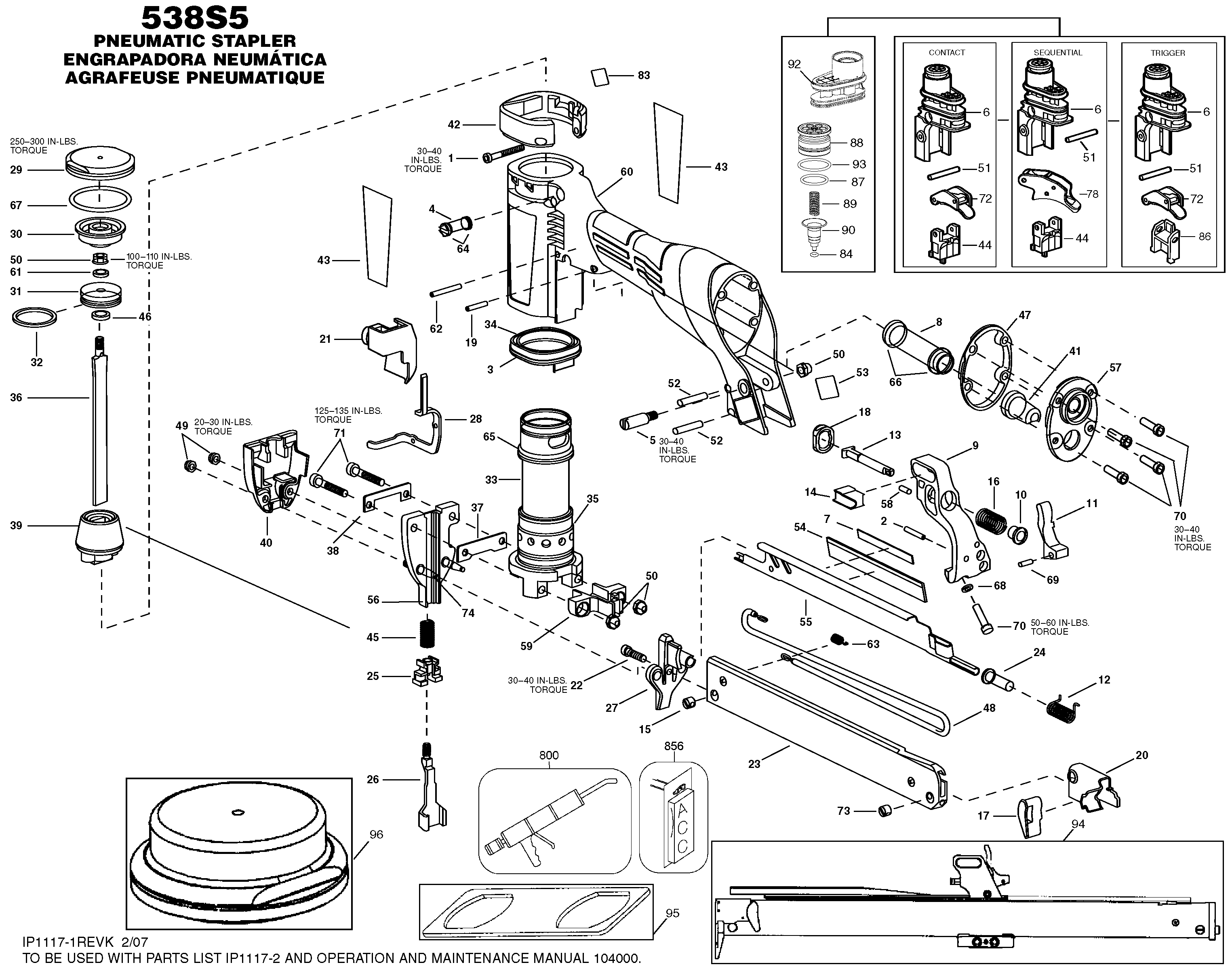 Bostitch 538S5 16/17 Gauge S5 Series Stapler | Model Schematic Parts ...