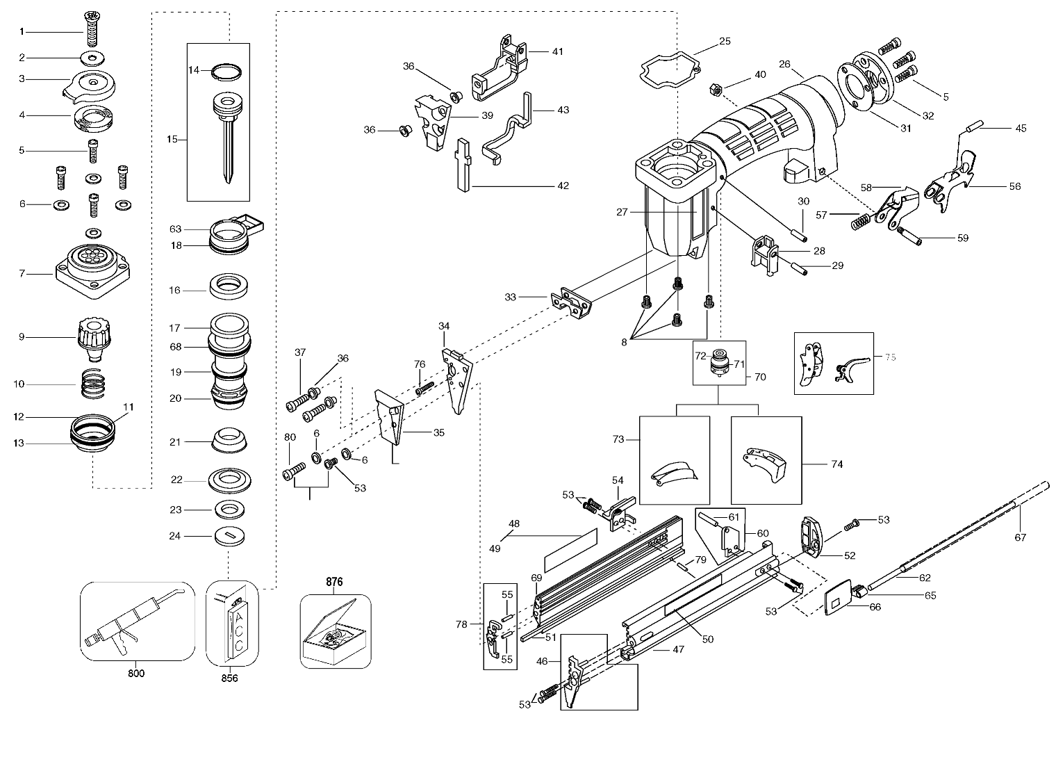 Bostitch Bt35B-1 Industrial Brad Nailer | Model Schematic Parts Diagram ...