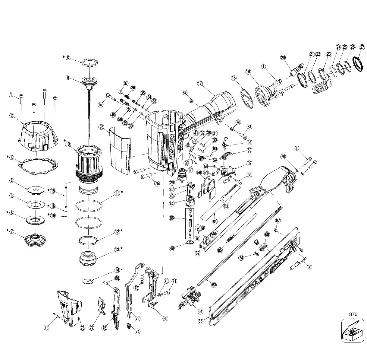 Bostitch Btfp72155 15-Gauge Finish Nailer (1) | Model Schematic Parts ...