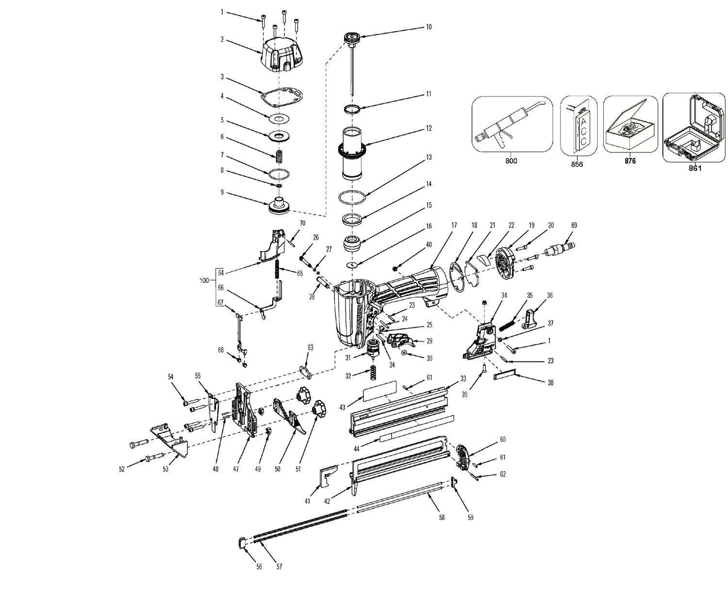Bostitch Ehf1838K 18 Gauge Flooring Stapler Model Schematic Parts