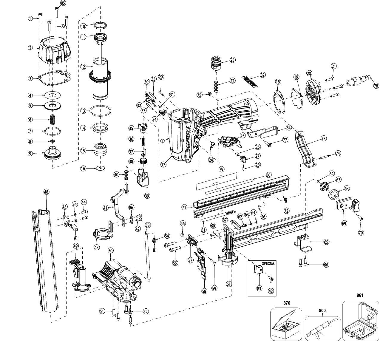 Bostitch Sl1838Bc_A Cap Stapler (151230000 > Higher) | Model Schematic ...