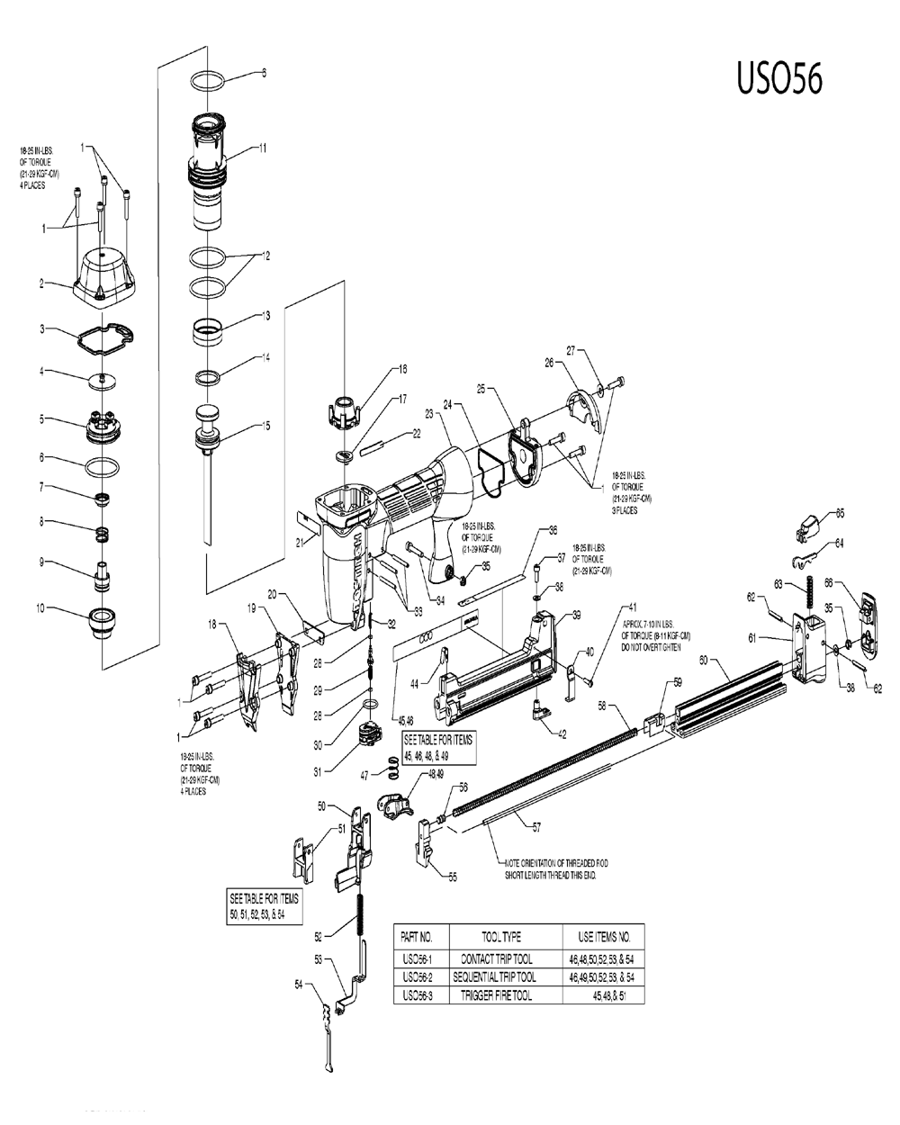 Hitachi N5008Aa Pneumatic Stapler Model Schematic Parts Diagram ...