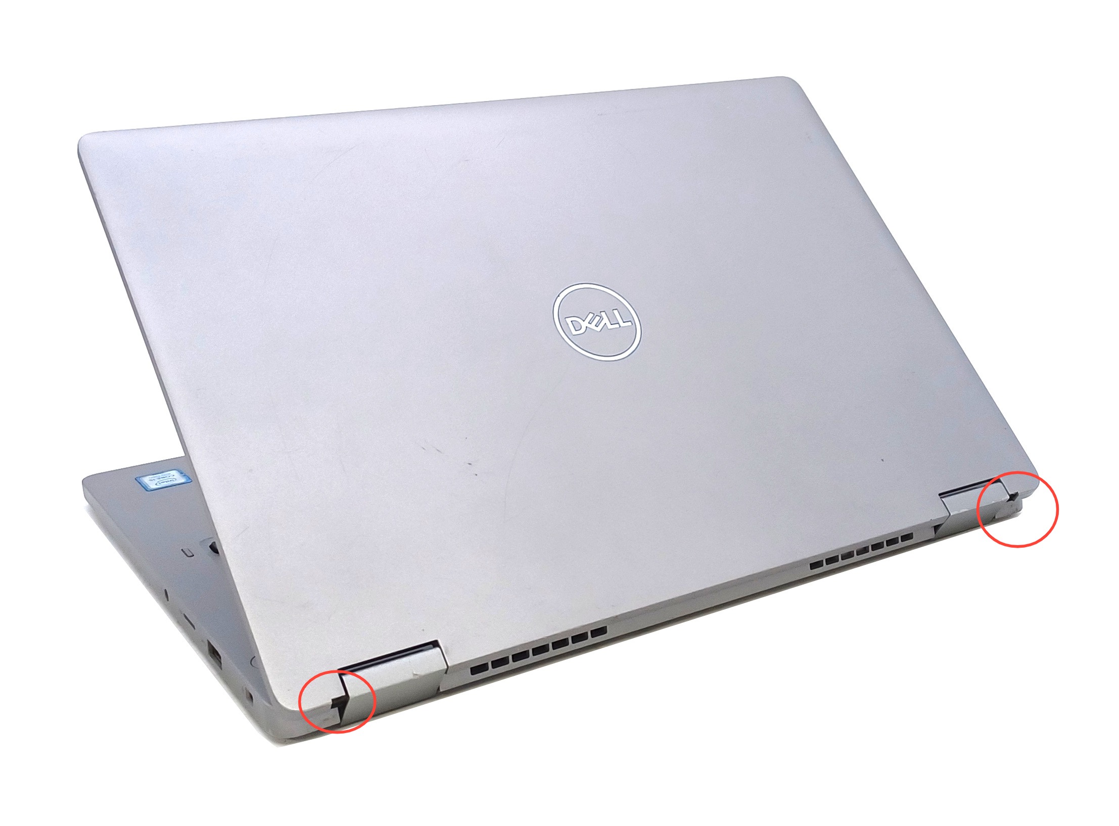 Device #1 - missing small rubber covers on both side of lid hinges