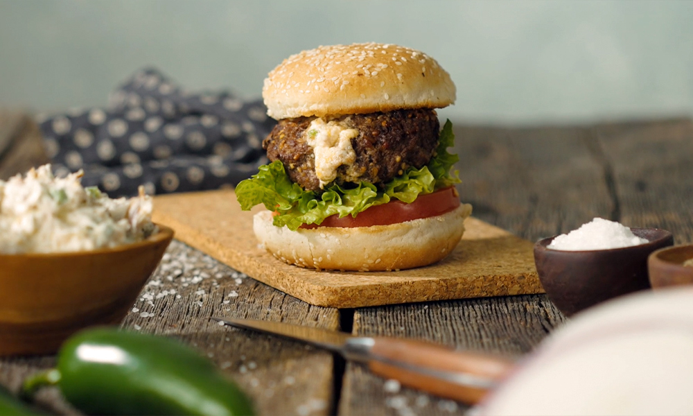 Jalapeño Cream Cheese Stuffed Cowboy Burgers