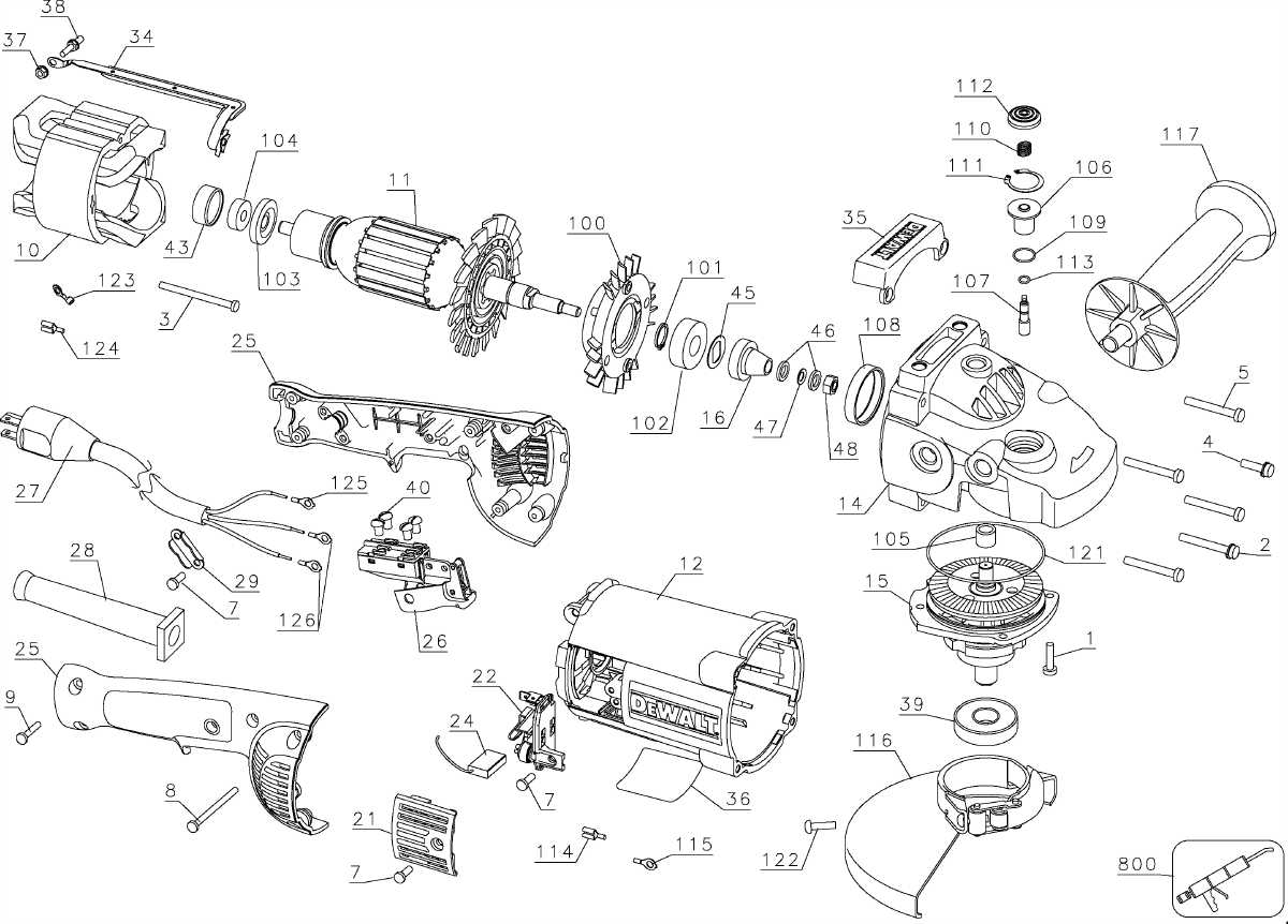 Dewalt D28493G Type 1 Large Angle Grinder Model Schematic Parts