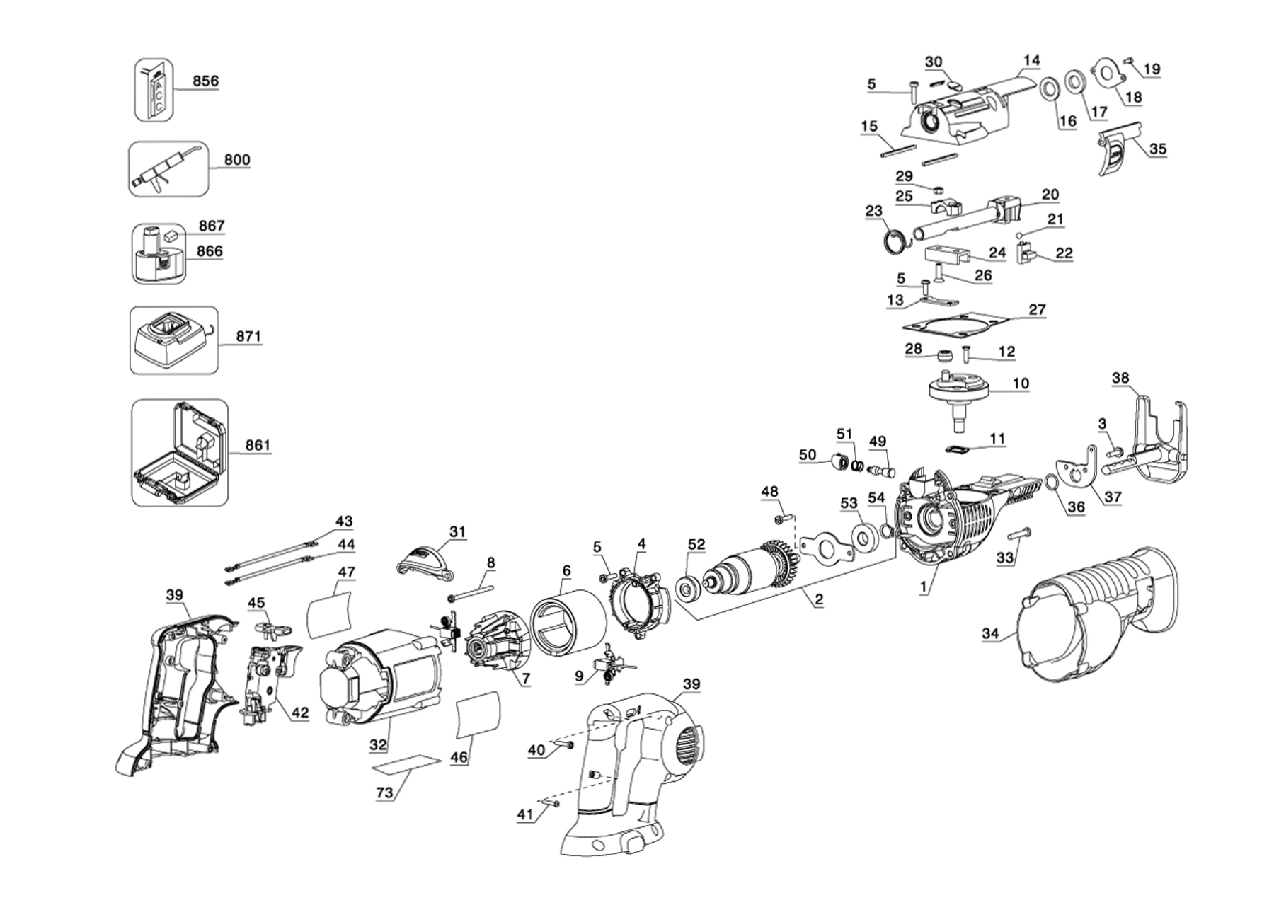 Dewalt Dc385B Type 2 18V Cordless Reciprocating Saw Model