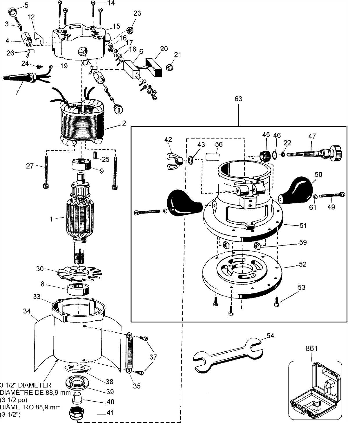 Dewalt Dw612_Type_1 Dw610 Motor Replacement | Model Schematic Parts ...