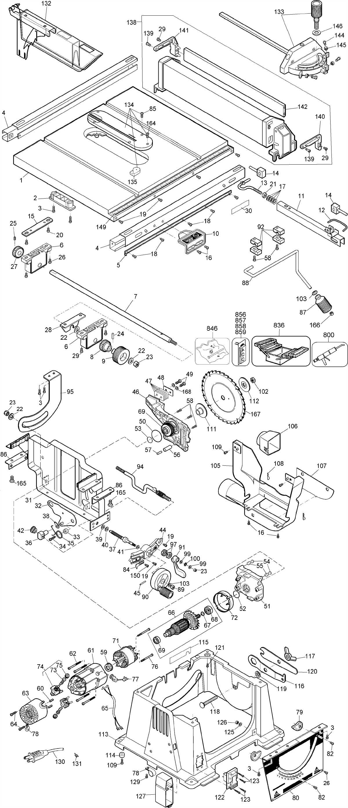 Dewalt Dw744type2 Jobsite Tablesaw Model Schematic Parts Diagram