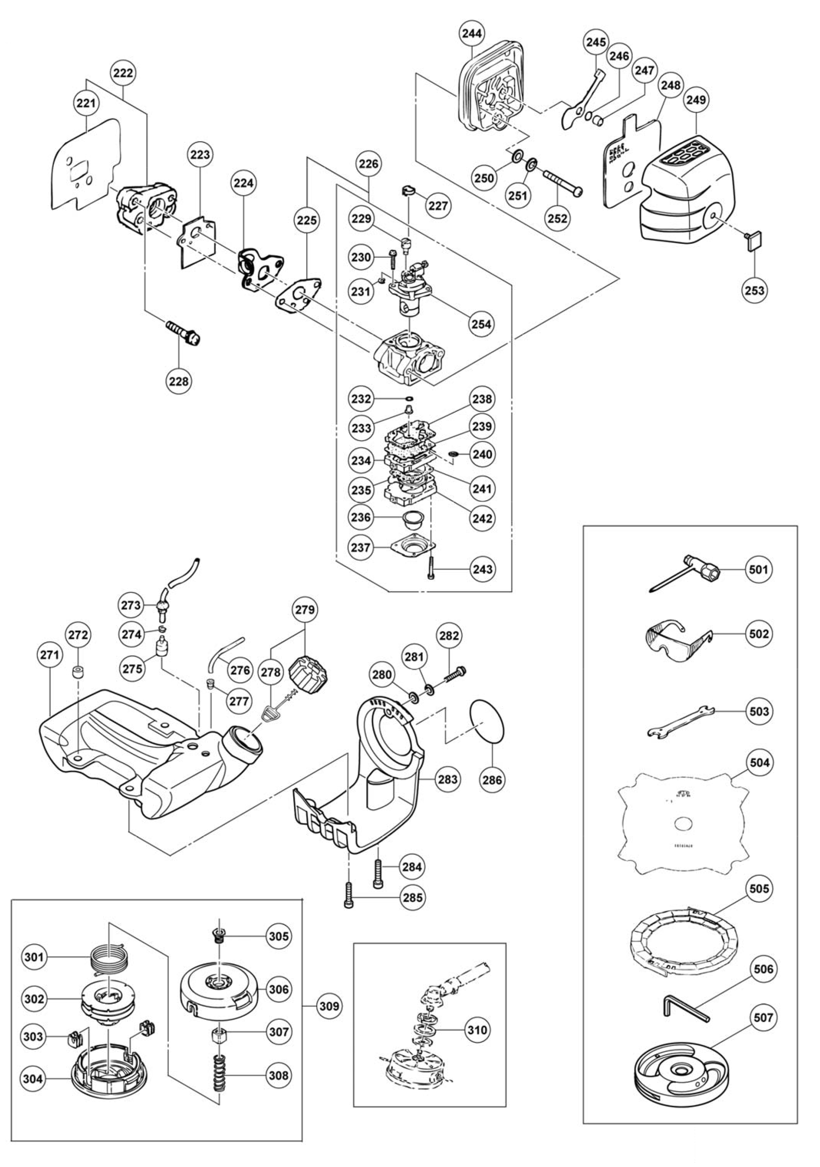 Hitachi Cg24Eksl 23.9Cc Straight Shaft Grass Trimmer | Model Schematic ...