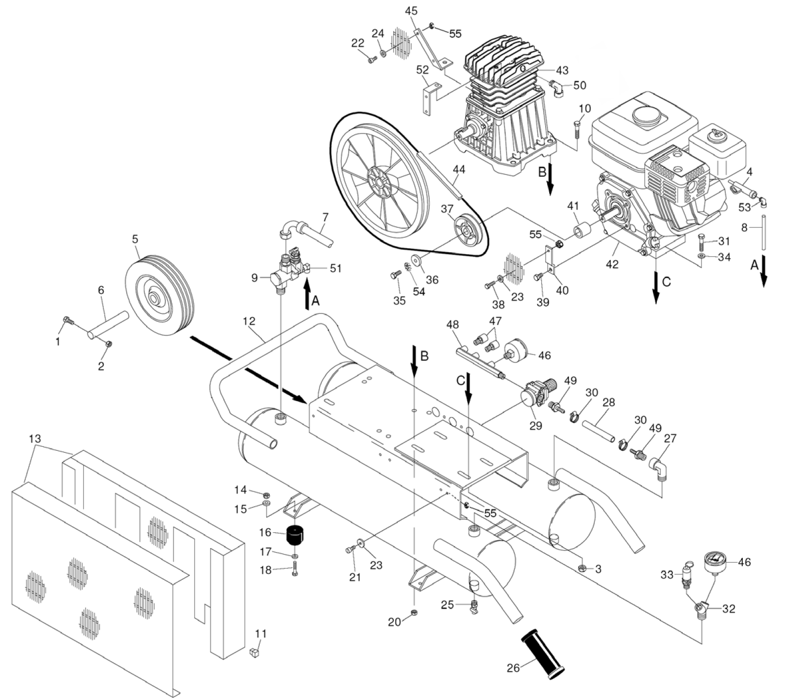 Hitachi Ec2510E E2 Gas Air Compressor Model Schematic Parts
