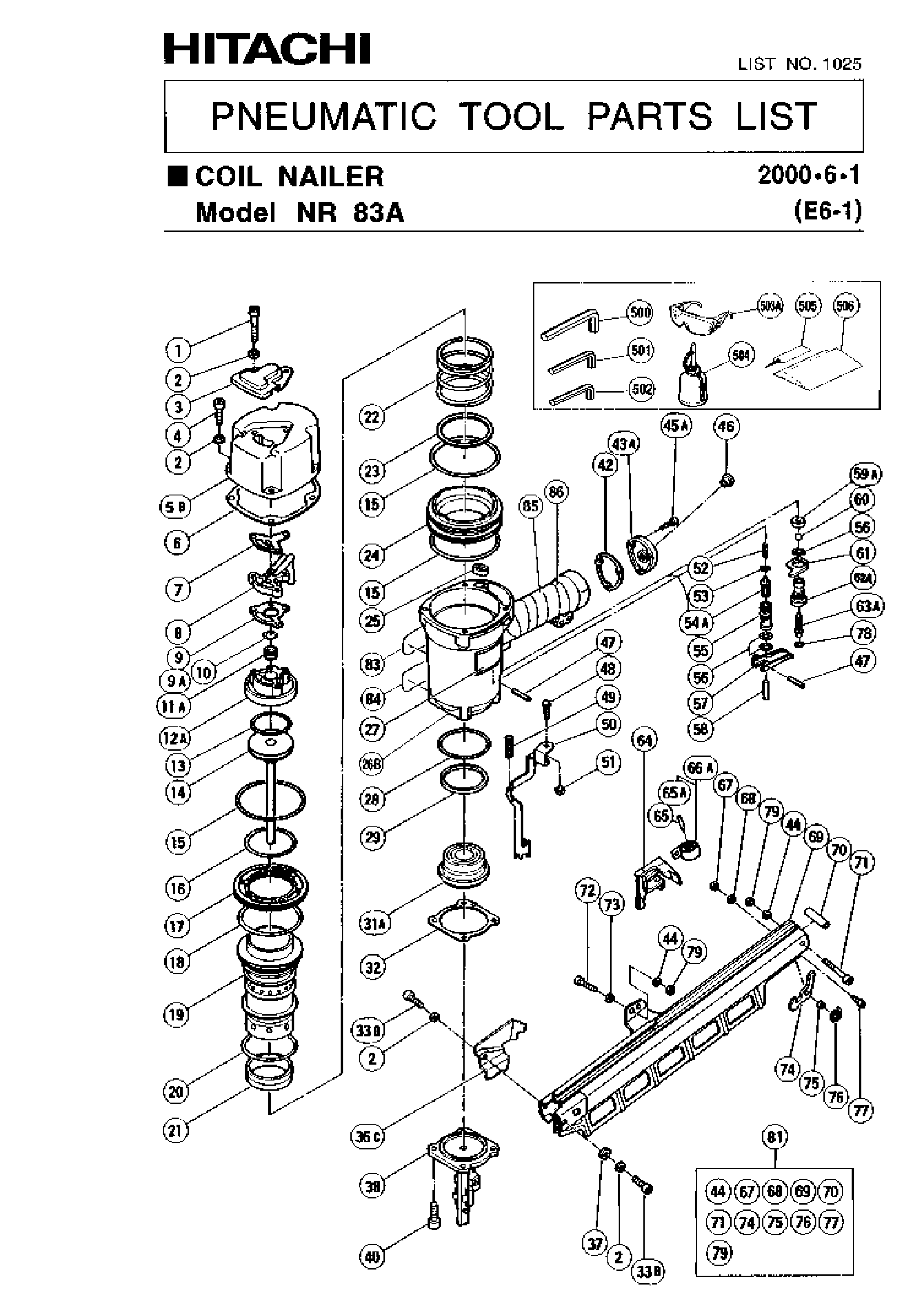 Hitachi Nr83A Full Round Head Framing Nailer Model Schematic