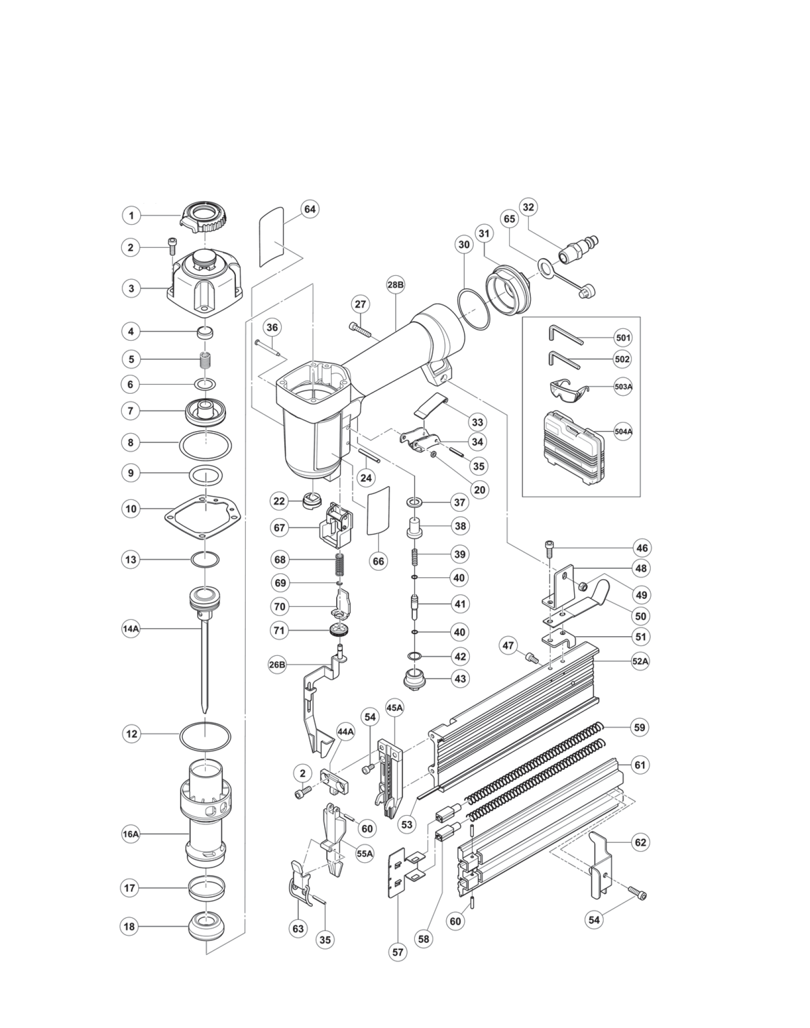 Hitachi Nt50Aes 2In 18-Gauge Brad Nailer | Model Schematic Parts ...