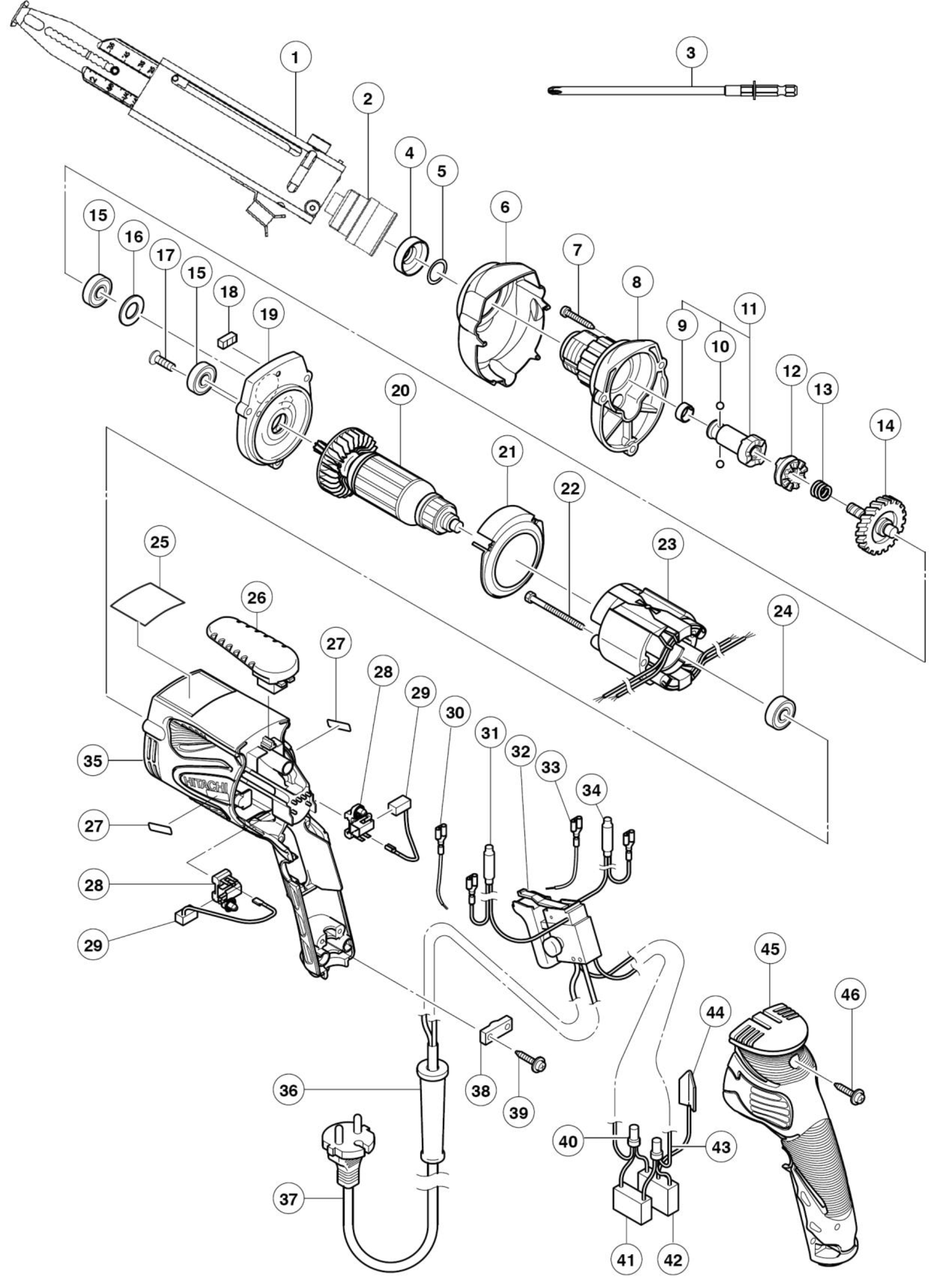 Hitachi W6V4Sd2 Superdrive Collated Screw System | Model Schematic ...