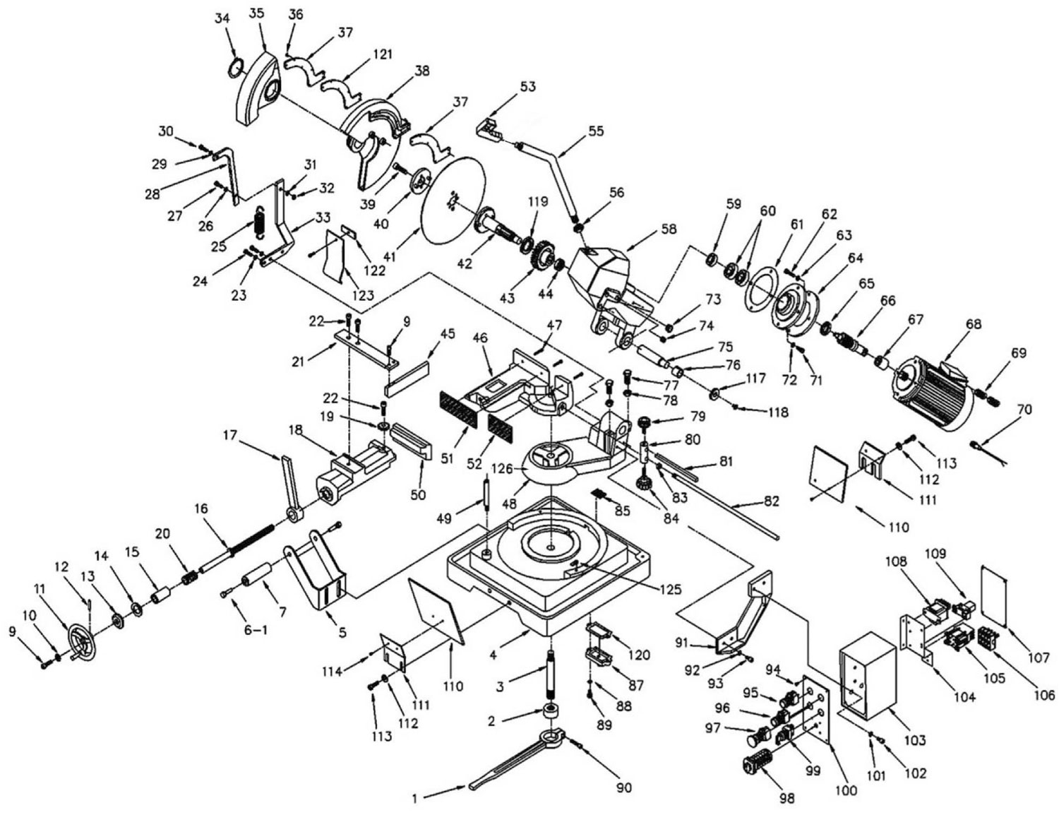 Jet Cs315 315Mm Ferrous Manual Cold Saw (414227) Model Schematic