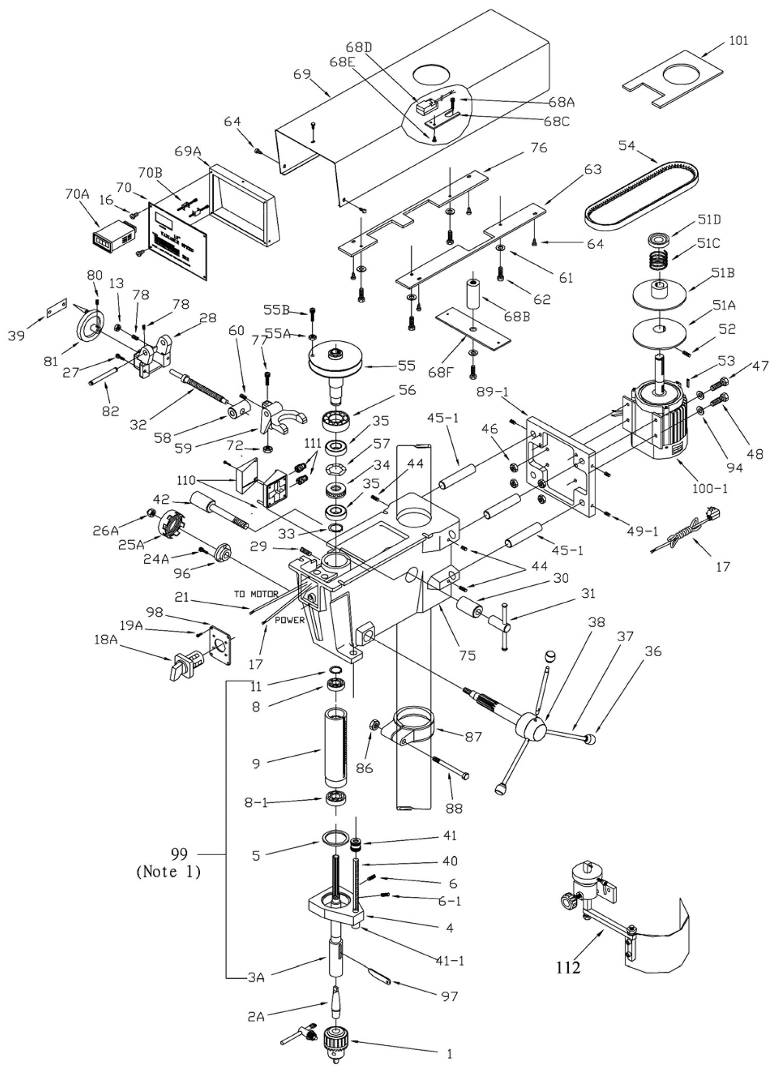 Jet Drill Press Parts Diagram 