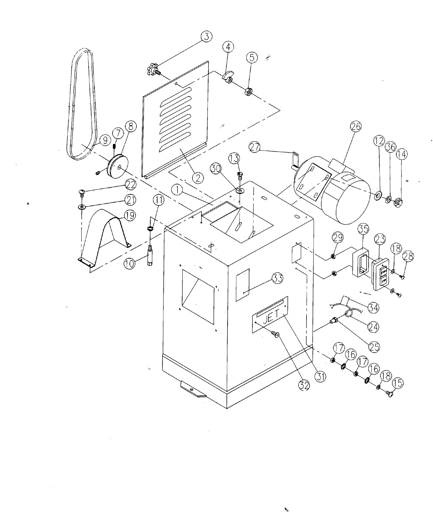 Jet Jj6Cs 6" Jointer (708456) Model Schematic Parts Diagram