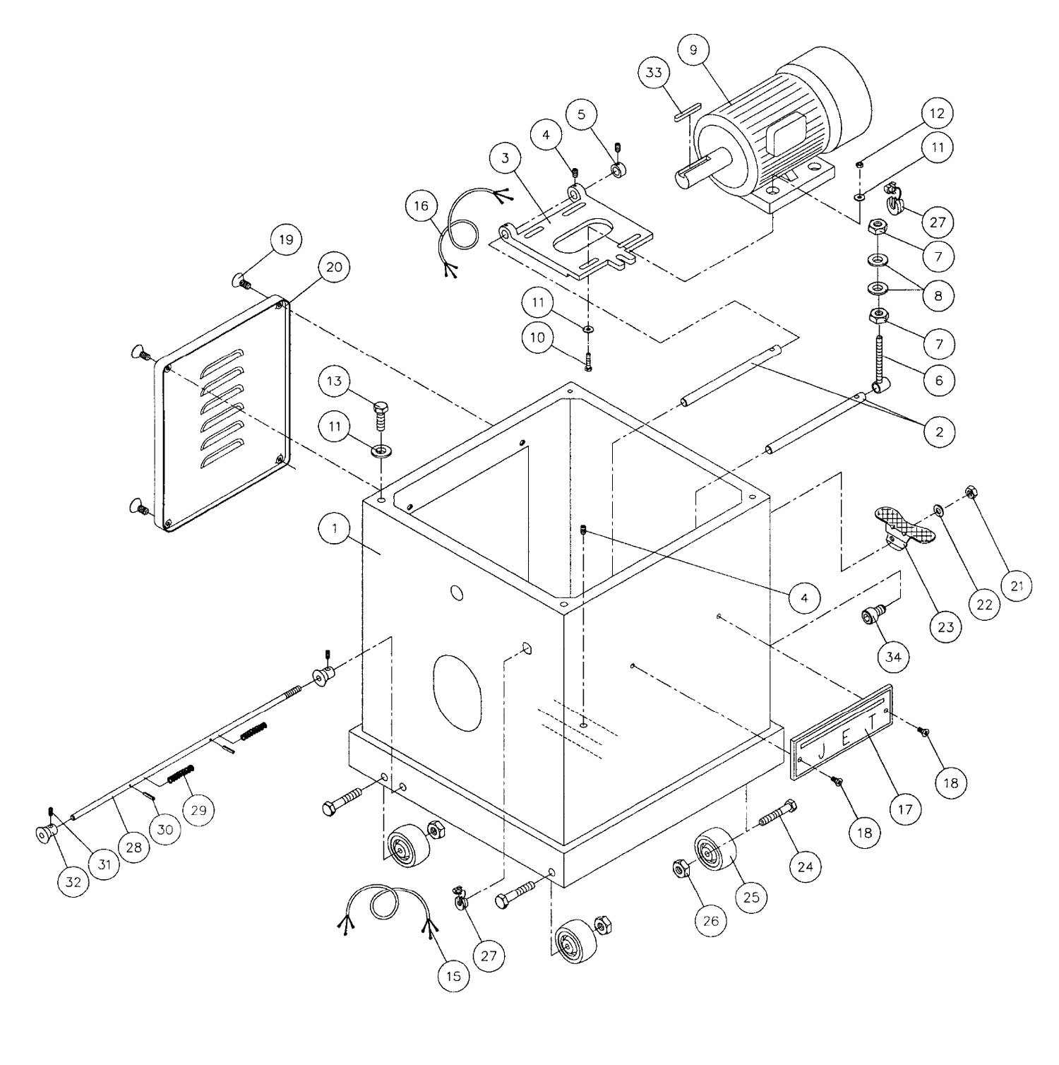 Jet Jwp-15Dx 15 Cs Planer With Quick Change Knives | Model Schematic ...