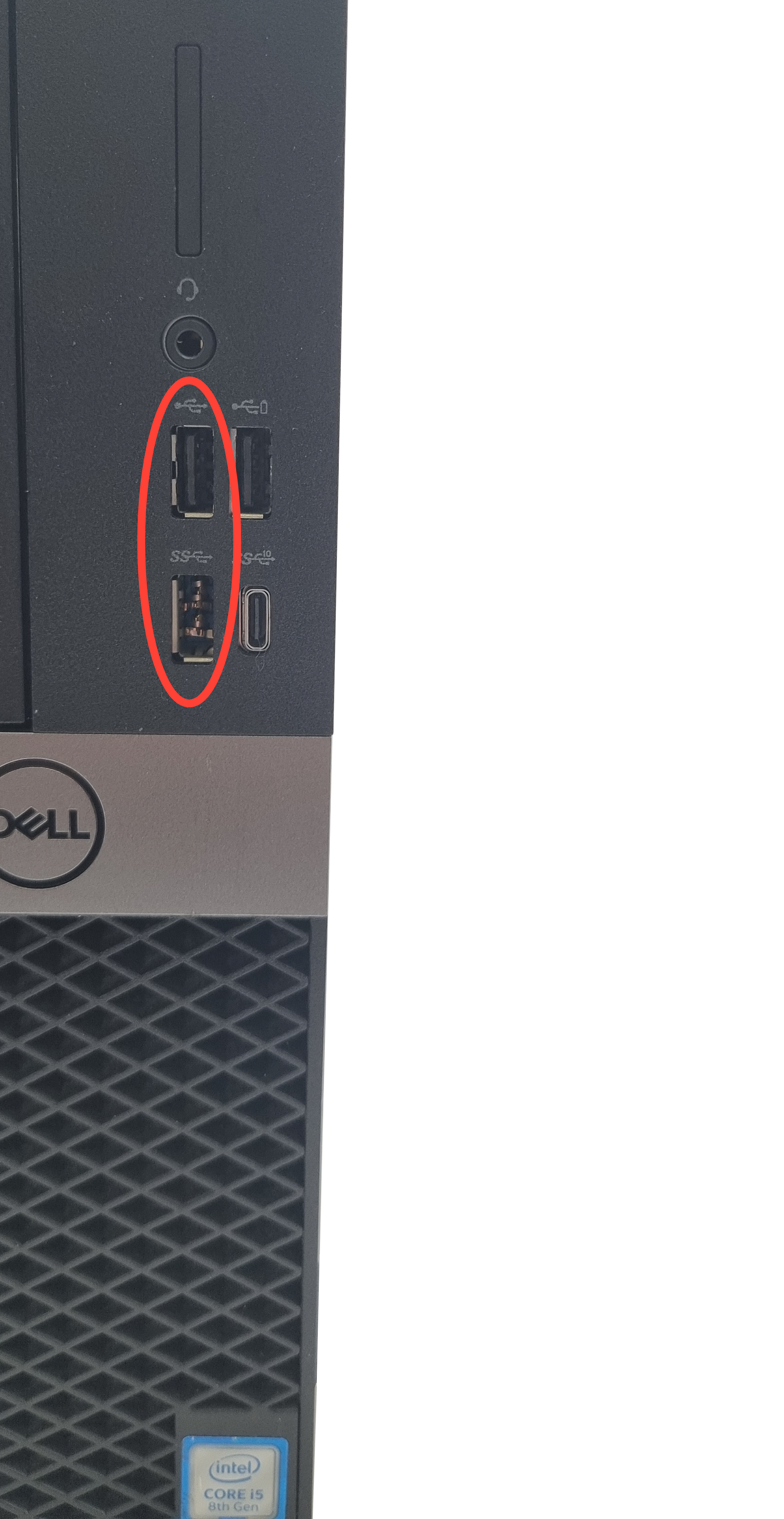 Device #3 - Damage to 2 highlighted front USB ports