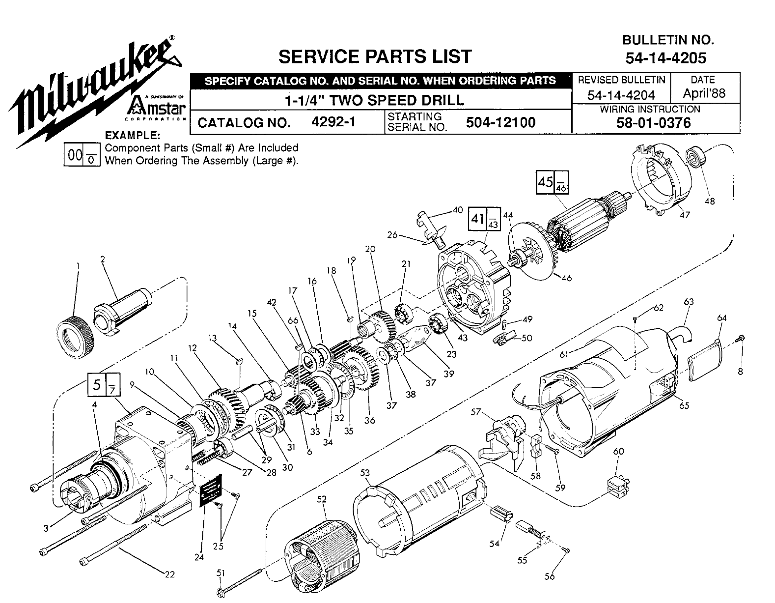 Milwaukee 4292-1_504-12100 1-1/4In Two Speed Drill | Model Schematic ...