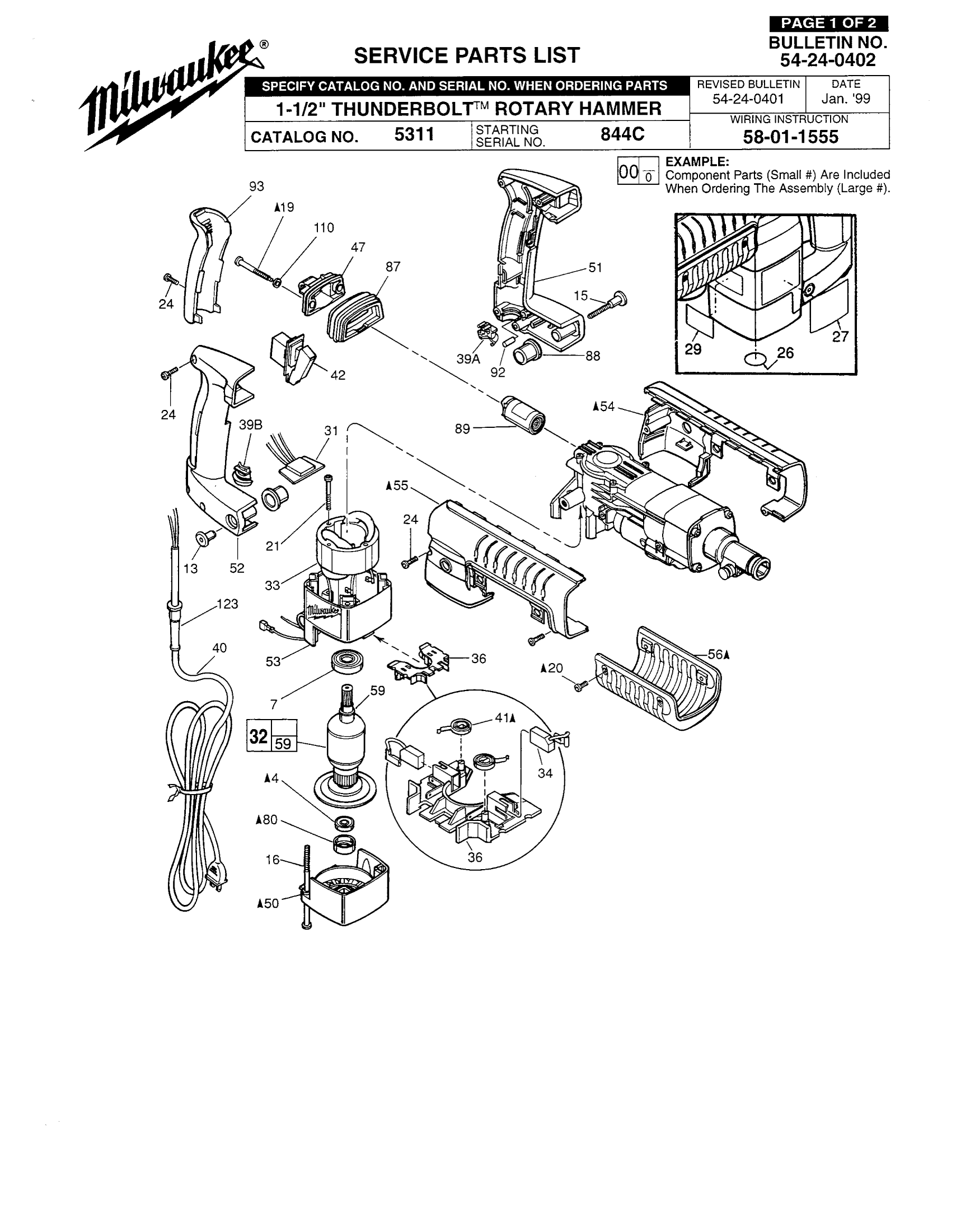 Milwaukee 5311_844C 11/2" Thunderbolt Rotary Hammer Model Schematic